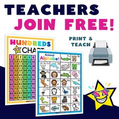 a poster with the words, numbers and pictures for children to use in their classroom