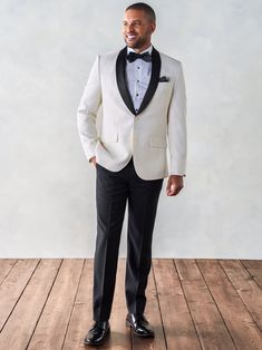 Contrast Shawl Jacket Tuxedo Groom In White, Black Groom, Groom Tux, Black And White Tuxedo