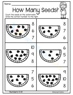 the worksheet for how many seeds are in this printable activity sheet?