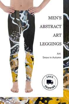 Stand out from the crowd and express your personality with our vibrant men's abstract art print leggings! These custom, one-of-a-kind leggings are perfect for adding a fashionable twist to your everyday attire or for wearing during workouts or yoga sessions. Whether it's a gift for him or a new addition to his wardrobe, these leggings make a stunning fashion statement. Follow Us and Shop Now to elevate your wardrobe game today! Stunning Fashion, Mens Leggings, Abstract Art Print