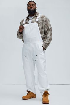 Available In White. Strap Button Detail Side Pockets 100% Cotton Disclaimer: Due To The Specialized Distressing & Wash Process, Each Garment Is Unique. Carpenter Panel Detail Pair With "Alexander Utility Hooded Jacket" Imported | Mens Alexander Utility Canvas Overalls in White size 34 by Fashion Nova Men White Overalls, White Cotton Overalls With Relaxed Fit, Utility Cotton Overalls With Buttons, Fall Button-up Cotton Overalls, Long Sleeve Cotton Overalls With Buttons, Cotton Overalls With Sleeves And Buttons, White Overalls With Pockets For Workwear, Fall Overalls With Button Closure And Relaxed Fit, Canvas Overalls