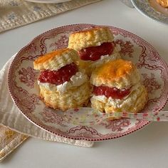 scones with jam and cream on a plate