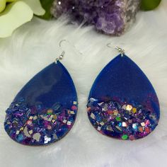 blue abd purple Teardrop Earrings - Mamota Creative Multicolor Teardrop Resin Earrings, Multicolor Resin Teardrop Earrings, Resin Teardrop Earrings For Gifts, Blue Teardrop Resin Jewelry, Blue Resin Teardrop Earrings, Handmade Teardrop Earrings For Party, Unique Blue Teardrop Earrings For Gift, Handmade Teardrop Resin Earrings, Handmade Resin Teardrop Earrings