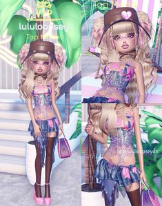 Gyaru Dress To Impress, Top Model Dress, Dti Hacks, Custom Makeup