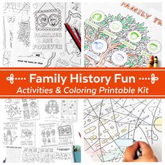 family history fun activities and coloring printables for kids to do on the day