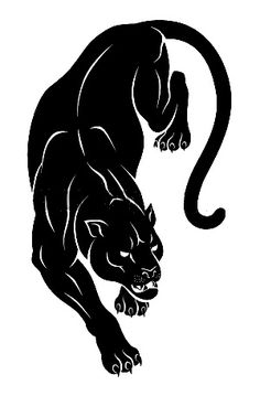 black and white silhouette of a panther on a white background, this is an image of a