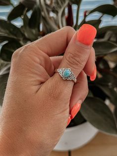 Detail: Sterling Silver Ring with Genuine Turquoise Weight: 2.0 grams (size 7) Stone Size: 6mm x 4mm Turquoise Western Jewelry, Silver Western Jewelry, Silver And Turquoise Jewelry, Turquiose Rings, Western Jewelry Rings, Western Engagement Rings, Western Ring, Turquoise Jewelry Rings