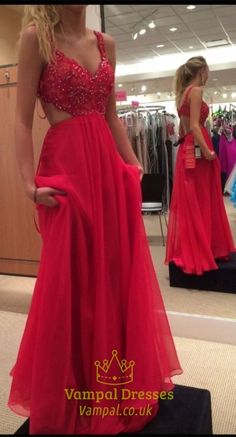 vampal.co.uk Offers High Quality Red Spaghetti Strap Beaded Bodice Cut Out Waist… Red Prom Dress Long, Red Lace Prom Dress, Evening Dress Long, Long Formal Gowns, Prom Dresses 2017, 파티 드레스, Outfit Chic, Lace Formal Dress, Red Evening Dress