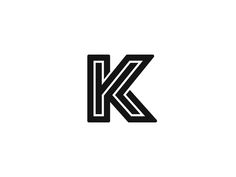 the letter k is made up of black and white letters, which appear to be capitalized