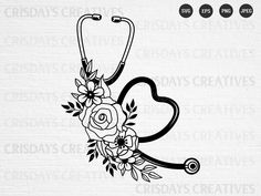 a stencil with flowers on it and a stencil in the shape of a doctor's stethoscope