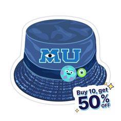 Decorate laptops, Hydro Flasks, cars and more with removable kiss-cut, vinyl decal stickers. Glossy, matte, and transparent options in various sizes. Super durable and water-resistant. Show off your school pride with this Monsters University's bucket hat design complete with Mike and Sulley pins! Mike And Sulley, Bucket Hat Design, Monster University, School Pride, Hat Design, Show Off, Bucket Hat, Decorate Laptops, Vinyl Decal Stickers