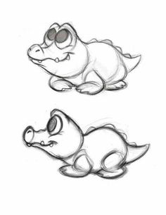 two cartoon alligators with sunglasses on their heads, one is laying down and the other is