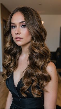 Long hair offers endless possibilities when it comes to prom hairstyles. If you prefer a simple yet chic look, these 15 hairstyles for long hair are perfect for achieving an effortlessly elegant and sophisticated appearance on your special night. Hairdown Elegant Hairstyle, Hair Styles Wavy Hair Long, Formal Curls Long Hair, Curl Long Hairstyles, Elegant Wedding Hairstyles Down, Bridesmaid Wavy Hairstyles, Party Hairdos For Long Hair, Prom Hair All Down, Long Hair Party Styles