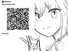 a drawing of a girl with long hair and a qr code on her face