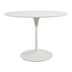 a white table with an oval base