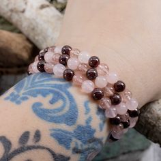 Garnet, Strawberry Quartz and Rose Quartz Bracelet Healing Beaded Bracelets With Round Beads For Valentine's Day, Rose Quartz Beaded Crystal Bracelet As Gift, Rose Quartz Beaded Bracelet With Faceted Beads As Gift, Rose Quartz Bracelets As Valentine's Day Gift, Spiritual Faceted Beads Crystal Bracelet Gift, Rose Gold Crystal Bracelet With Round Beads Gift, Hand Wrapped Rose Quartz Beaded Bracelet As Gift, Rose Quartz Bracelets For Valentine's Day Gift, Spiritual Faceted Crystal Bracelet As A Gift