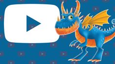 a blue and orange dragon with an arrow pointing to it