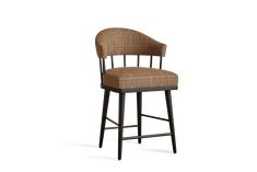 Nickey Kehoe Spindle Counter Stool Harvest Dining Table, Rolled Arm Chair, Cane Back Chairs, Nickey Kehoe, Counter Chair, Trestle Dining Tables, Tufted Ottoman, Brass Coffee Table, Wood Finishes