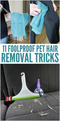 the instructions for how to remove pet hair from car seats with this easy and effective trick