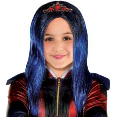 Child Evie Wig - Descendants 3 | Party City Evie Costume Descendants, Evie Halloween Costume, Descendants 3 Evie, Dark Blue Wig, Evie Costume, Descendants Costumes, Party City Costumes, Descendants 3, Wig Party