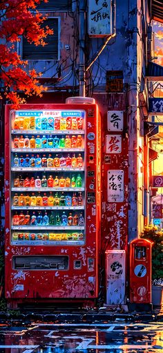 Japanese Pop Art, Cityscape Painting, Fantasy Art Landscapes, Cyberpunk Art, Vending Machine, Anime Scenery, Picture Photo, Aesthetic Anime, Art Wallpaper