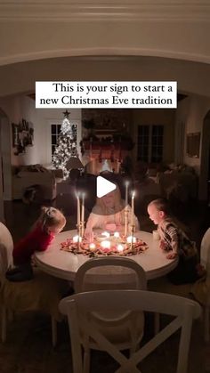 two men sitting at a table with candles in front of them and the caption reads, this is your sign to start a new christmas eve tradition