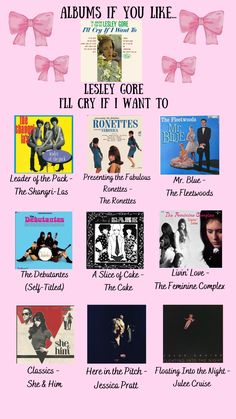 an advertisement for the album's release, featuring various covers and text on pink background