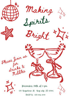 a poster with the words making spirits bright and an image of a wine goblet