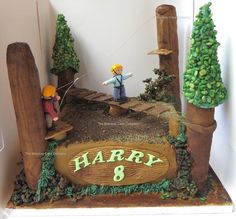 Rope Bridge - Cake by The Billericay Cake Company Bridge Cake, High Ropes, Camping Cakes, Rope Bridge, Go Ape, Happy Birthday Kids, Adventure Party, Birthday Cake Chocolate, Bday Cake