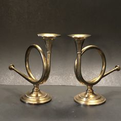 1 pair of Beautiful Brass Trumpet candle stick holders Candle Stick Holders, Knick Knacks, Candlestick Holders, Collectible Figurines, Candle Holders, Figurines, Display Homes, United States, Collectibles