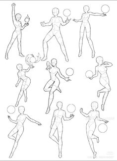 an image of various poses for the body to be drawn by someone in black and white