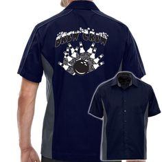 Here is a great shirt for the BOWLER who likes to have a few Brewskis while out on the lanes. Fun graphics printed on the shirt back. Great for the bowling league or having an office bowling party. FEATURES: 65% polyester/35% cotton twill, 4.5 oz.: T in Size Denotes Tall spread collar with contrast inner collar stand contrast piping at front and back shoulders and sleeves & contrast two-needle decorative stitching left chest pocket with pen slot May take 2-3 business day longer for processin Retro Bowling, Bowling League, Retro Bowling Shirts, Fun Graphics, Bowling Party, Bowling Shirt, Embroidered Name, Decorative Stitching, Contrast Piping