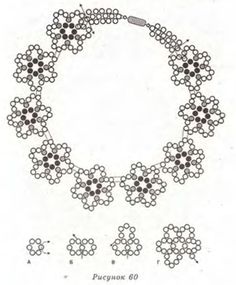 an image of a necklace made out of circles and flowers on it's side