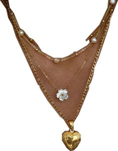 Pearl Flower, Gold Beads, Mother Of Pearl, 18k Gold, Chain Necklace, Gold Plate, Collage, Stainless Steel, Chain