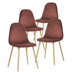 four grey chairs with wooden legs