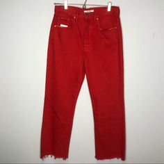 Nwt Grlfrd Denim The Linda Pop Crop Jean. Red Color. Pop Drop With A High Rise And No Stretch. Size 28. Brand New With Tag. Flaw At Pocket Where Security Tag Was Shown In Photos. Small Pin Hole From Security Pin And Circular Ring Around It. Not Noticeable When Wearing. Inventory# 153 Red High-rise Jeans For Spring, Red High Rise Jeans With Pockets, Red High Rise Jeans For Spring, High Rise Red Jeans For Spring, Trendy Red Relaxed Fit Jeans, Red High Waist Jeans With Five Pockets, Red Relaxed Fit Jeans For Fall, Trendy Red Jeans With Five Pockets, Red Mid-rise Jeans