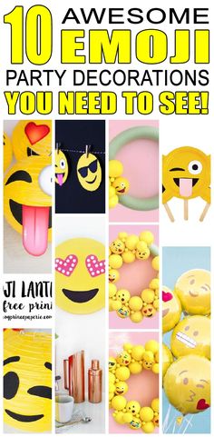 there are many different emojtion images in this collage with the words, 10 awesome party decorations you need to see