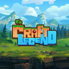 the game title for craft legend, with an image of mountains and trees in the background