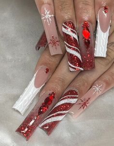 Christmas Nails Bling, Nails Bling, Pretty Wallpaper Ipad, Acrylic Ideas, Cute Christmas Nails, Grunge Nails, Summery Nails