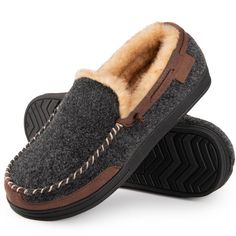 PRICES MAY VARY. Classic Style: With carefully crafted details and a casual look, soft wool felt vamp combined with suede design, you will experience unmatched comfort and ease once you put on these exquisite house slippers, effortlessly adapting to your lifestyle Defy the Cold: Immerse yourself in a genial world with our men's slippers, with soft plush lining that gently snuggles your feet for extreme calefaction and comfy even in the chilly winter. Also, it will absorb moisture and reduce foot Foam House, Mens Moccasin Slippers, Gentle Style, Moccasin Shoes, Moccasin Slippers, Men's Slippers, Moccasins Mens, Flat Shoe, Warm Slippers