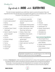 Gluten Free List, Gluten Free Grocery List, Free Grocery List, Gluten Free Info, Gluten Free Guide, Gluten Free Shopping, Going Gluten Free