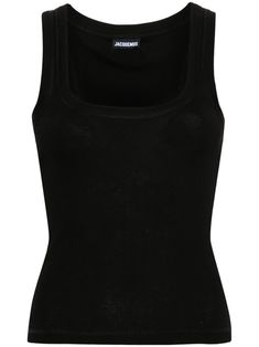 Sleeveless Top Outfit, Jacquemus Top, Black Sleeveless Top, Scoop Neck Tank Top, Ribbed Tank Top, Dolce E Gabbana, Scoop Neck Top, Ribbed Tank Tops, Ribbed Tank