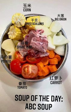 a bowl filled with different types of vegetables and meats on top of each other