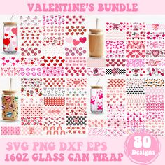 valentine's bundle svg png dxf epss - 1080 glass can wrap