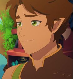 an animated image of a young man with green eyes