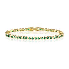 Add a pop of color to your stack with our new Summer colors in the Bezel Tennis Bracelet. Available in Emerald, Clear, Pink, and Sapphire Blue. 6 1/2" Made to last Water & tarnish resistant CZ Stones Emerald Bracelet Gold, Emerald Tennis Bracelet, Tennis Bracelet Gold, Bracelet Emerald, Bracelet Tennis, Stackable Bangles, Birthday Bracelet, Emerald Bracelet, Gold Plated Bangles