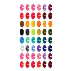 an array of different colored circles on a white background