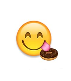 a smiley face with a doughnut in front of it