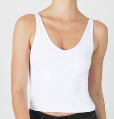 Fabric: 92% Nylon / 8% SpandexSeamless wide ribbed tank top with a v neckline. Seamless V-neck Top For Summer, Fitted Ribbed V-neck Tank Top, Stretch Seamless V-neck Knit Top, Stretch Ribbed V-neck Tank Top, White Seamless V-neck Top, Trendy Seamless V-neck Camisole, Trendy V-neck Seamless Camisole, Stretch Ribbed Knit Top With V-neck, Seamless Stretch V-neck Knit Top