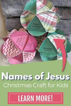 the names of jesus christmas craft for kids with instructions to make them look like they have been